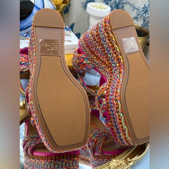 🆕 GIANNI BINI 🧿 NWOB Santi Woven Beaded Wedge Sandals - Rainbow Multi, Sz US 8 - Picture 15 of 16